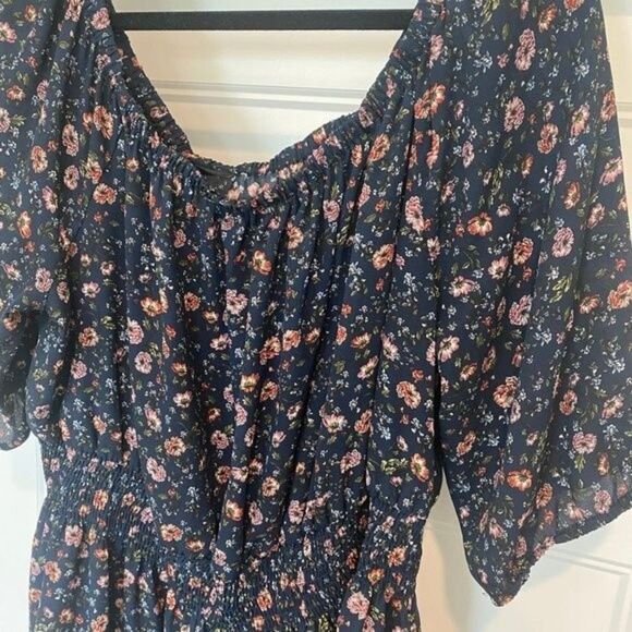 Lane Bryant Floral Fancy Off-Shoulder Top, Navy Blue, Size 1X - Picture 4 of 7